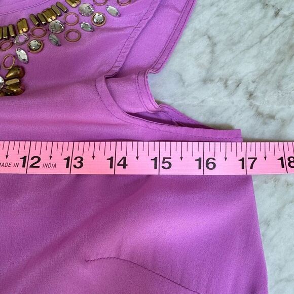 Lilly Pulitzer beaded neckline 100% silk pink/purple blouse size XS - Picture 7 of 10